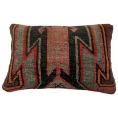 Vintage Turkish Kars Lumbar Rug Pillow