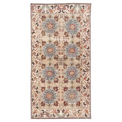 Retro Turkish Kars Peach Wool Rug Handmade With Floral Pattern