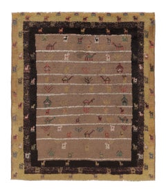 Vintage Turkish Kars Pictorial Rug with Tribal Animal Motifs - Rug & Kilim