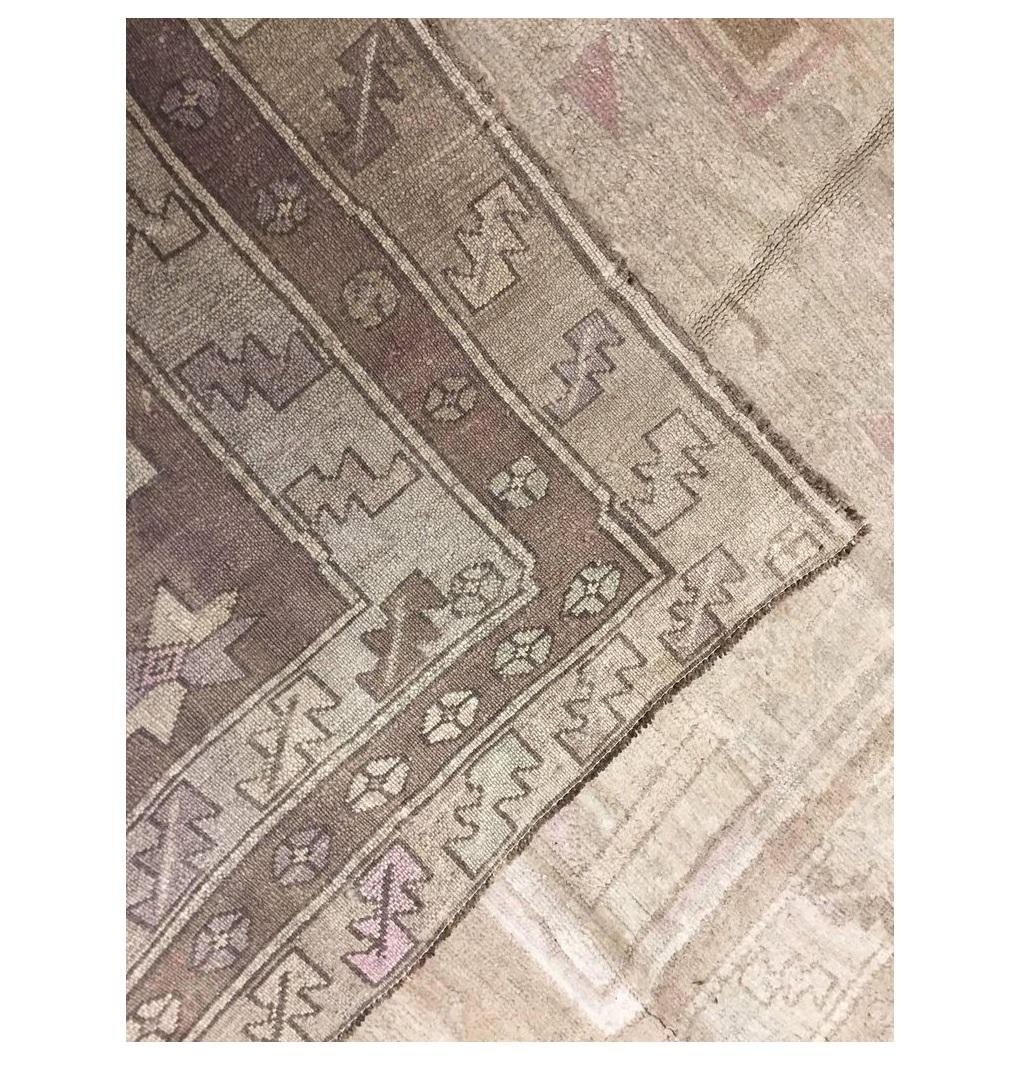 Vintage Turkish Kars rug, 5'6 x 12'10. From Kars in the North East of Turkey these light colored rugs are similar to Oushak and are among the most popular oriental carpets, known for the high quality of their wool their beautiful patterns and warm