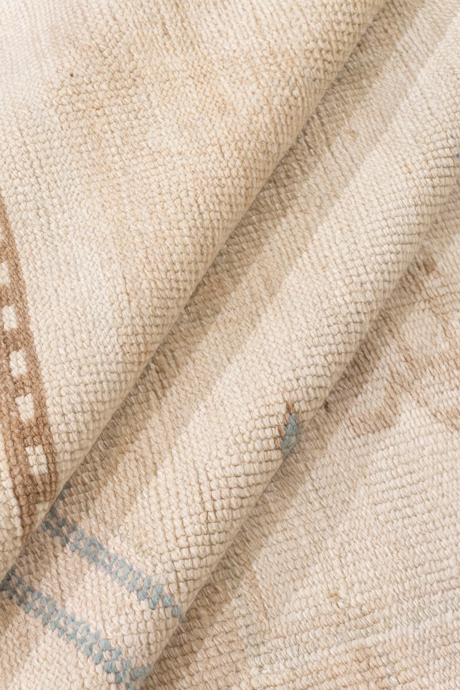 Vintage Circa 1940 Alfombra Turca de Lana Kars Rosa Azul Anudada a Mano 7'5 X 11'5 en venta 4