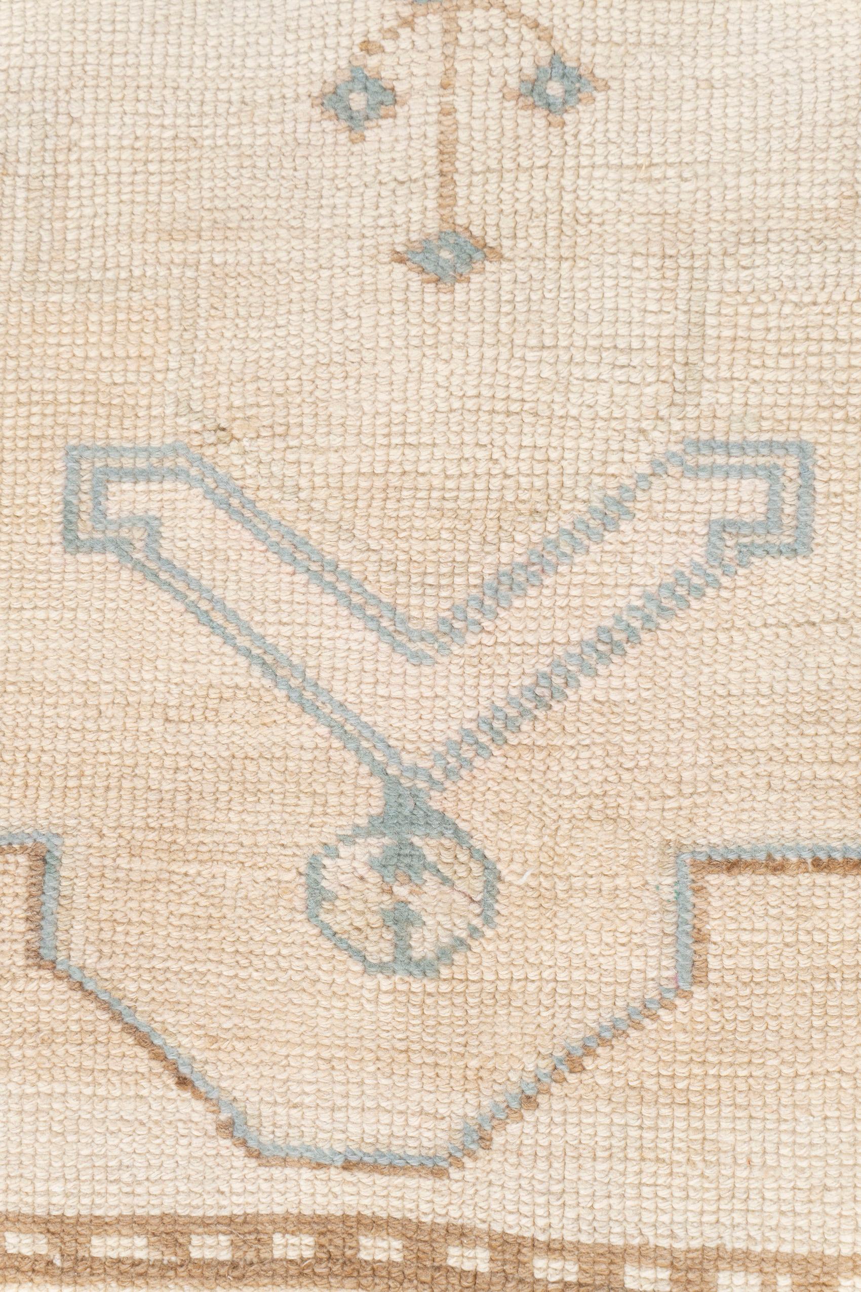 Vintage Circa 1940 Alfombra Turca de Lana Kars Rosa Azul Anudada a Mano 7'5 X 11'5 siglo XX en venta