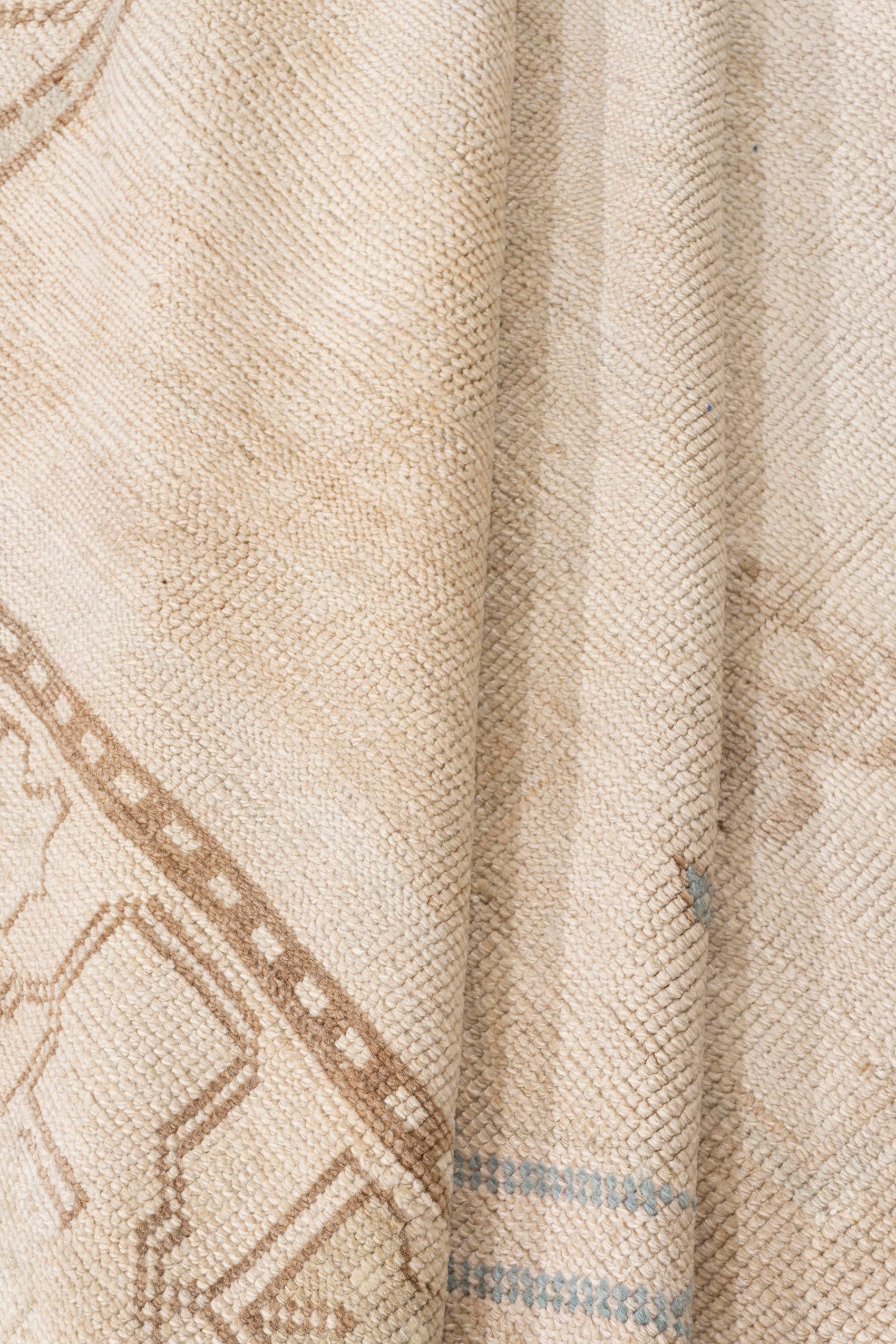 Vintage Circa 1940 Alfombra Turca de Lana Kars Rosa Azul Anudada a Mano 7'5 X 11'5 en venta 3