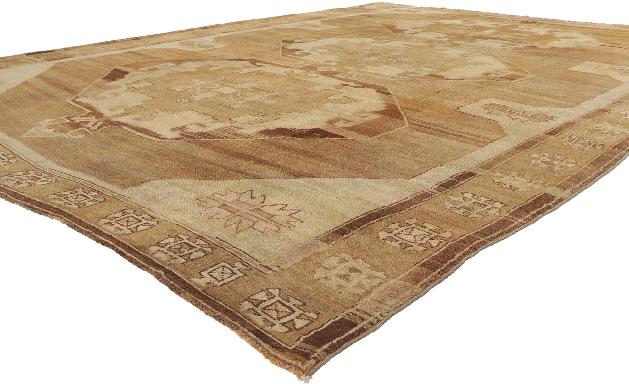 77709 Vintage Turkish Kars Rug, 09'06 x 12'01. Kars rugs, originating from the northeastern Turkish city of Kars, epitomize a distinctive genre of handwoven carpets. Crafted by adept artisans who uphold centuries-old techniques, these rugs showcase