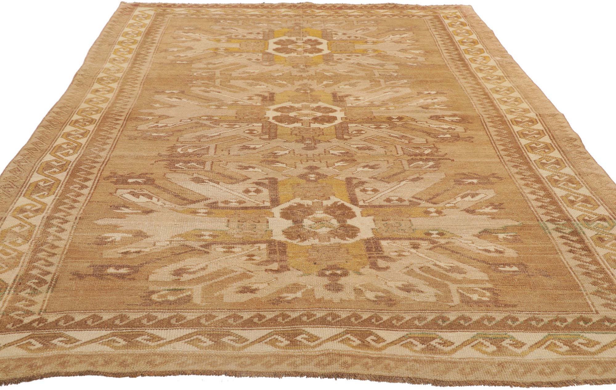 Oushak Vintage Turkish Kars Rug Warm Earth-Tone Colors For Sale