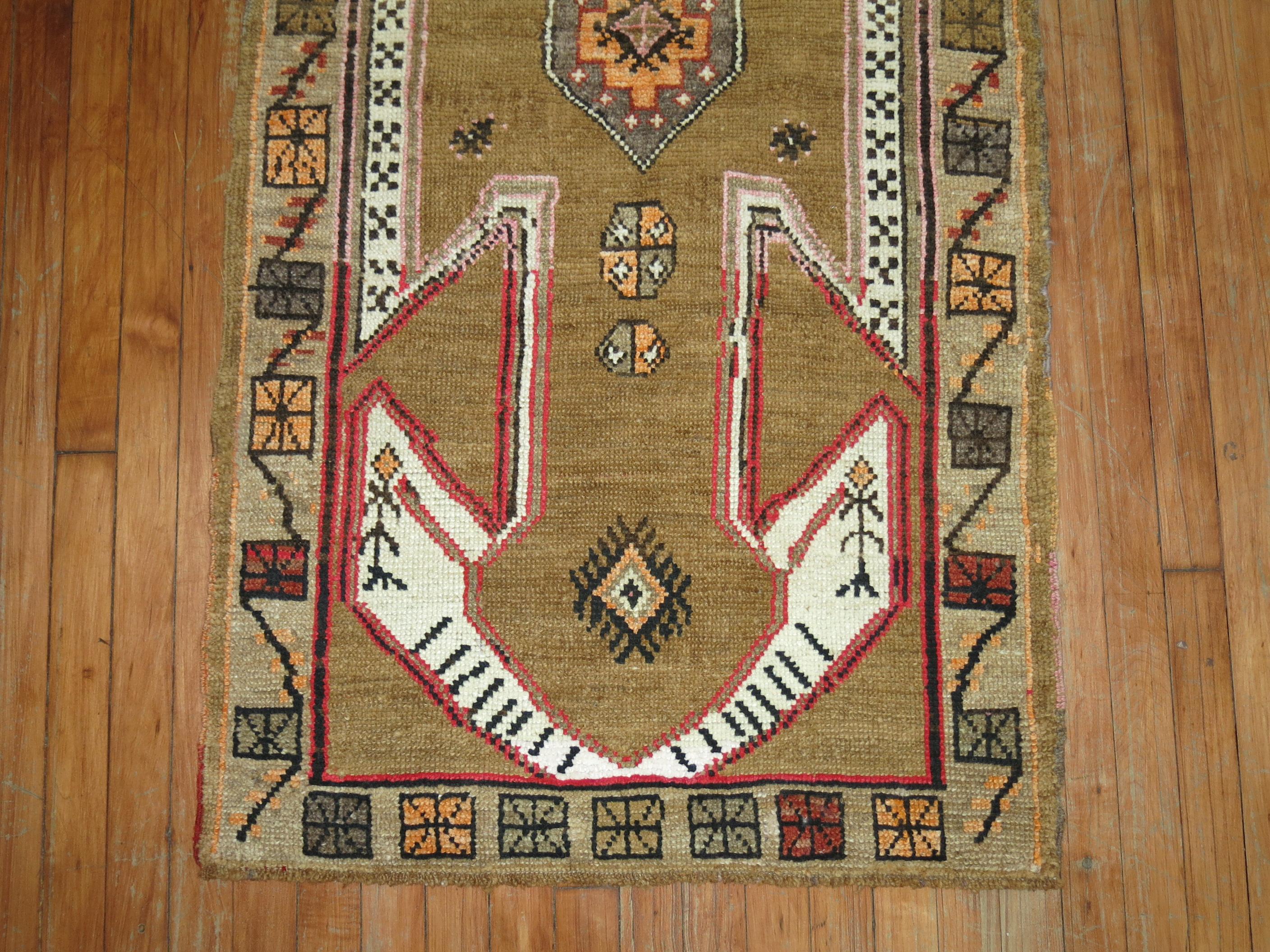 Hand-Woven Vintage Turkish Kars Rug