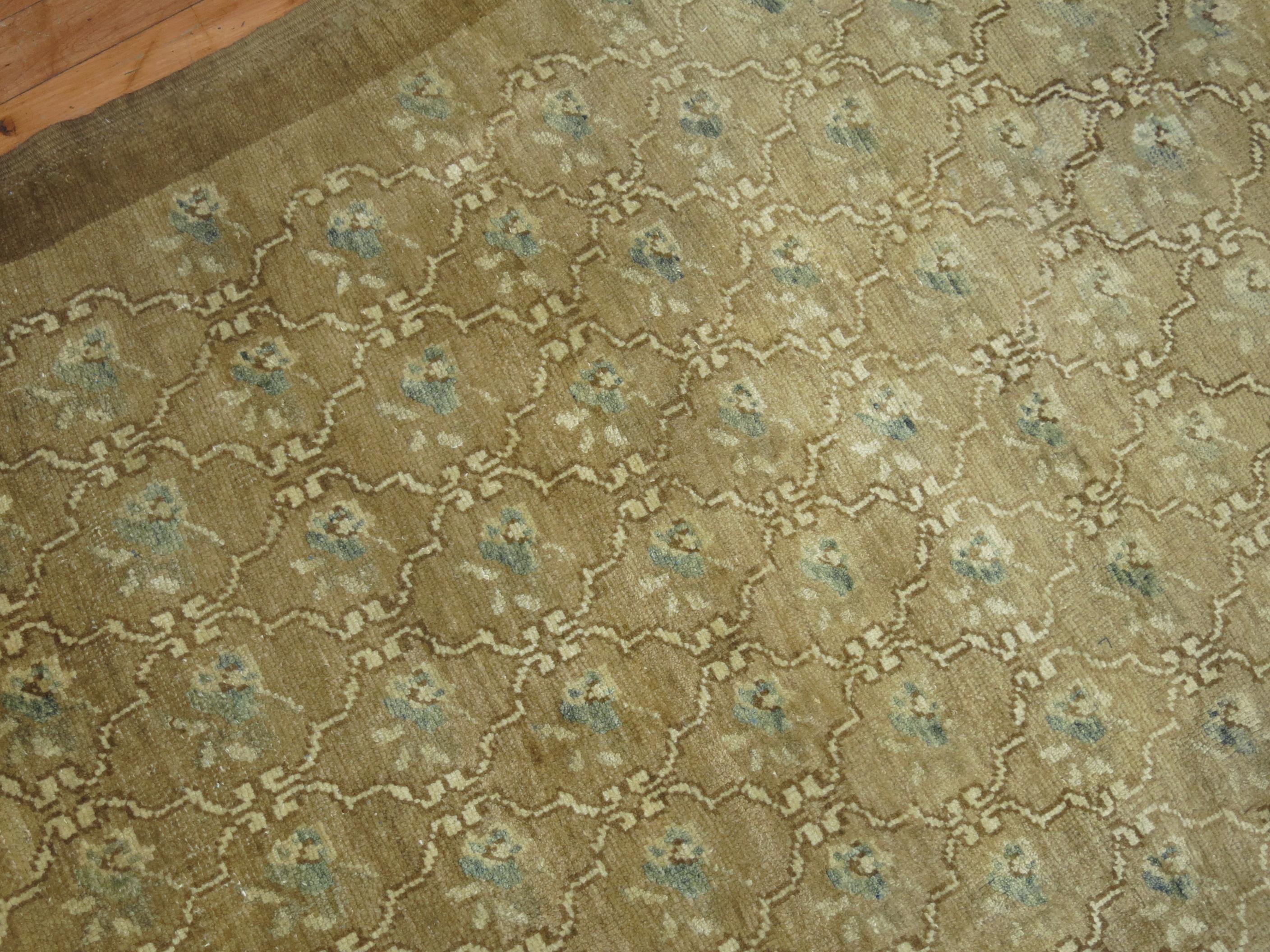 20th Century Brown Off White Vintage Turkish Rug For Sale
