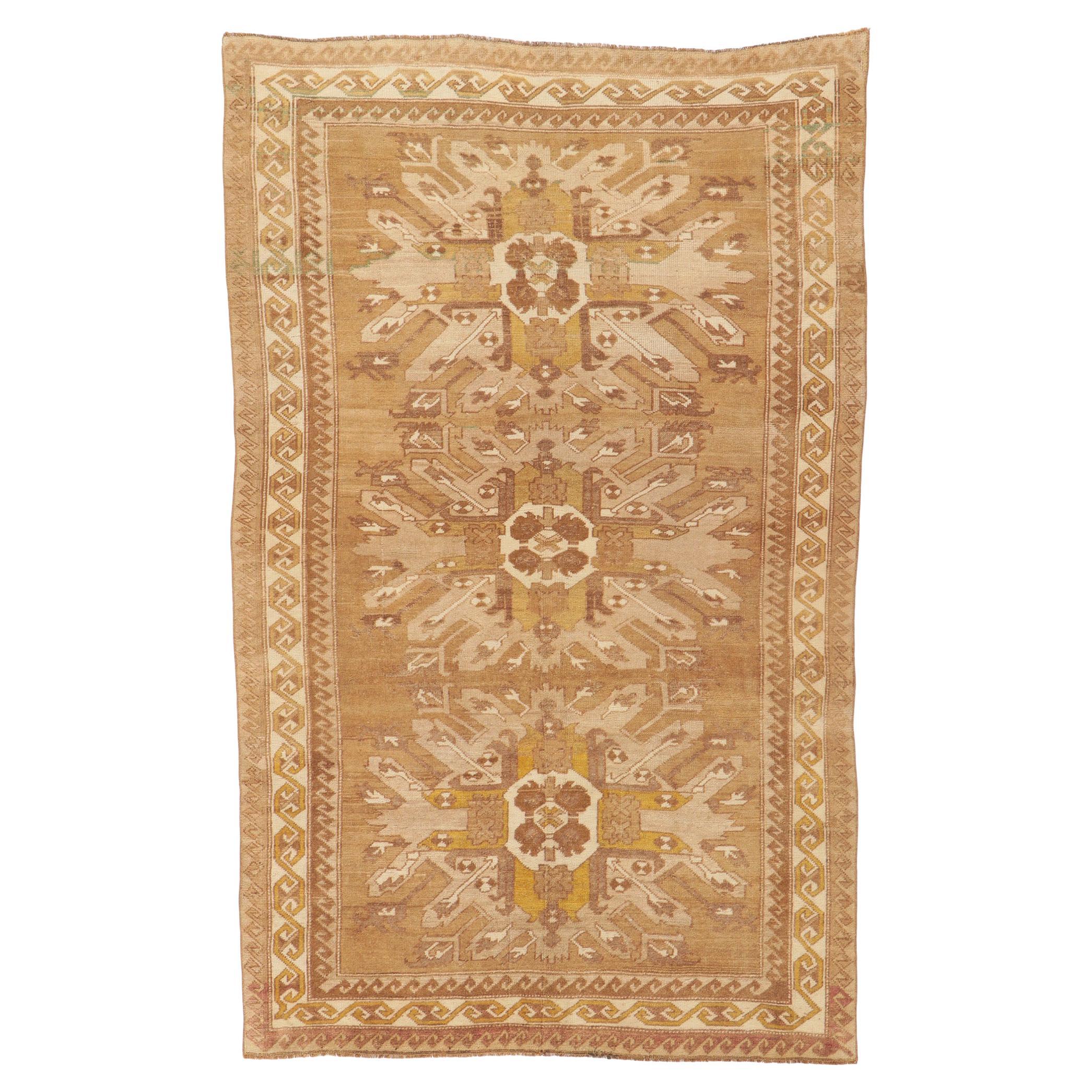 Vintage Turkish Kars Rug Warm Earth-Tone Colors For Sale