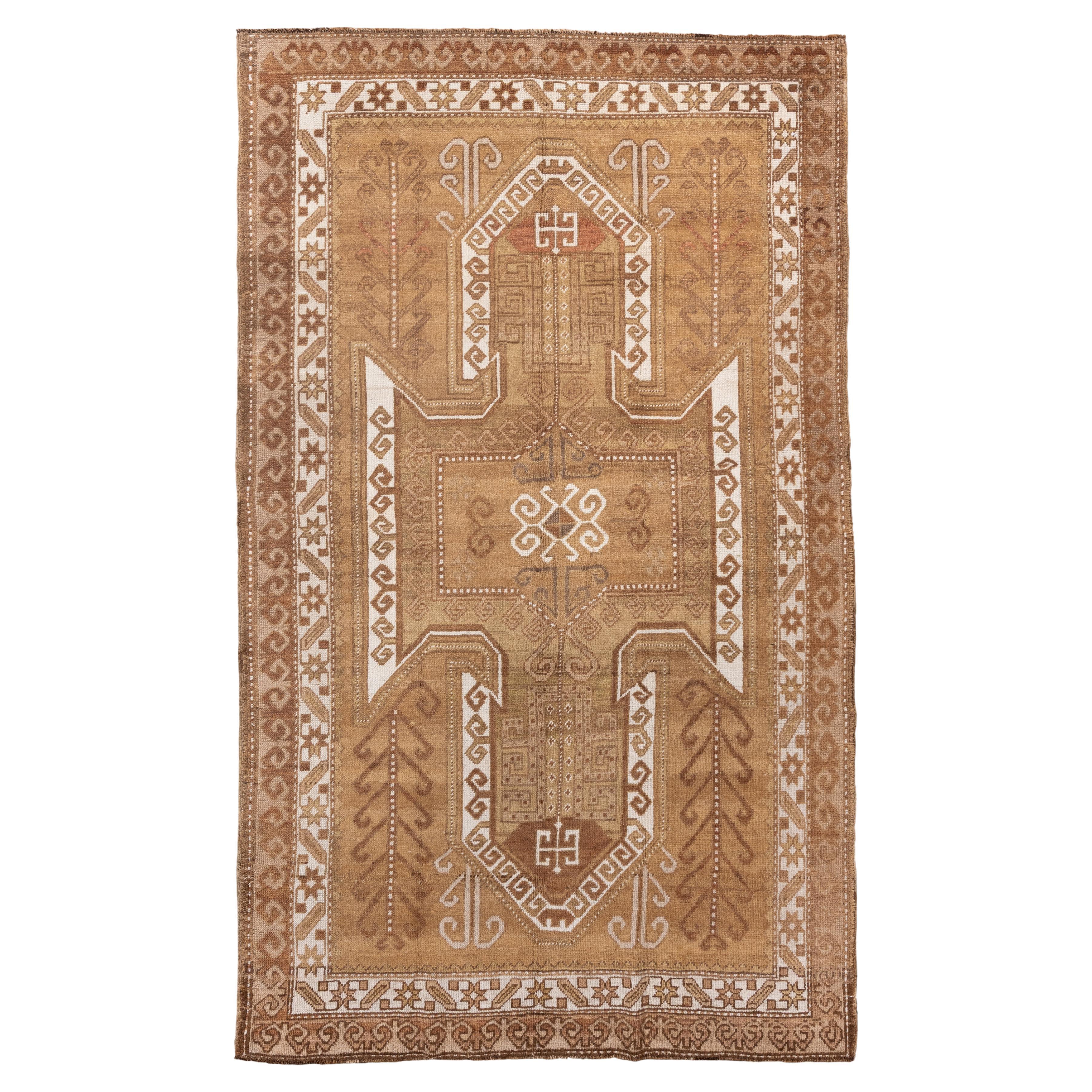 Tapis Kars turc vintage dans les tons de terre avec médaillon géométrique en vente