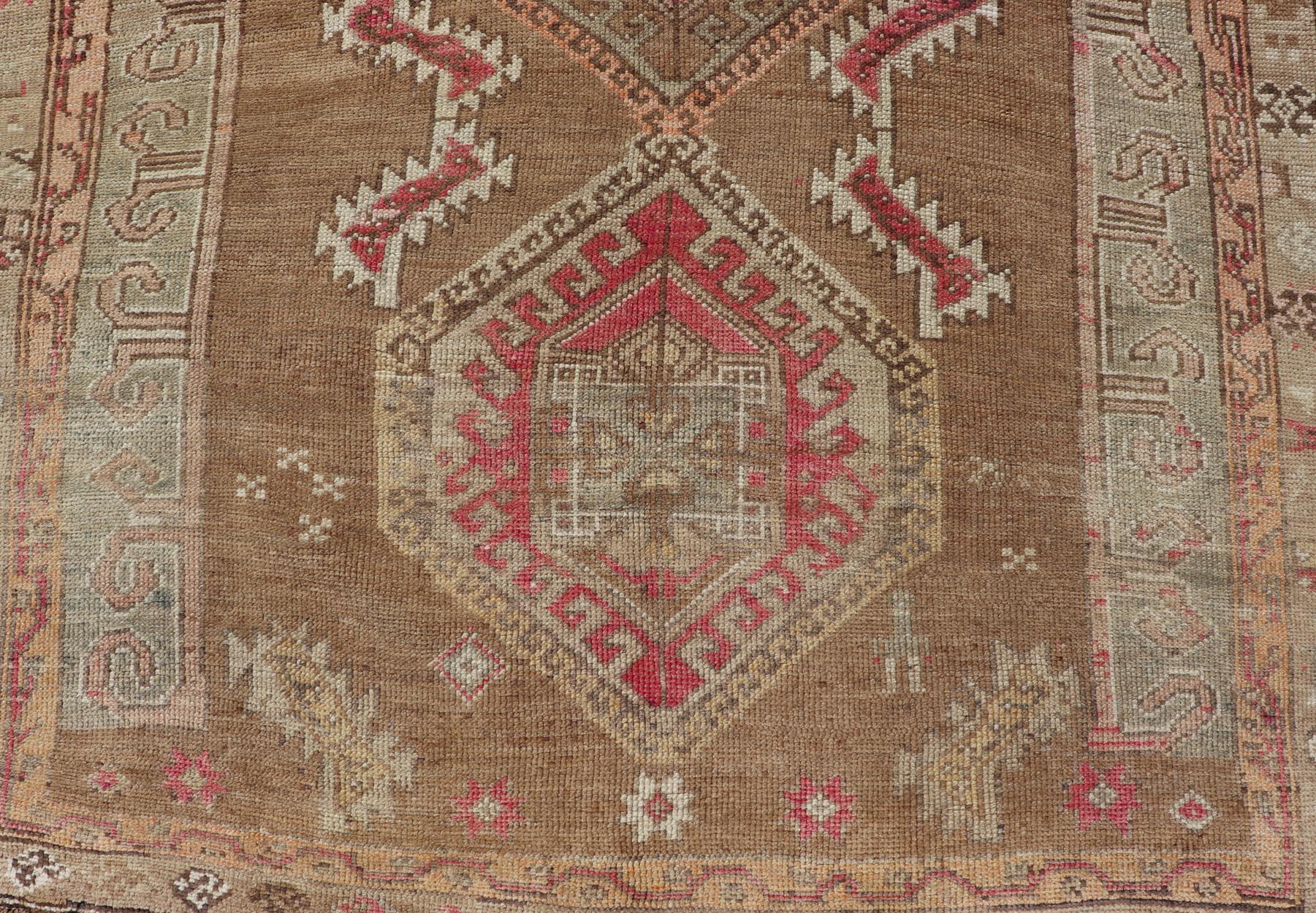 Vintage Turkish Kars Rug With Earthy Browns and Vibrant Reds 6'0 x 12'9 For Sale 5