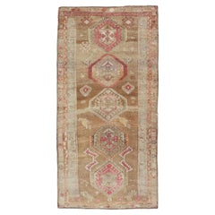 Vintage Turkish Kars Rug With Earthy Browns and Vibrant Reds 6'0 x 12'9