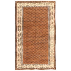 Vintage Turkish Kars Rug With Minimalist Modern Design in Brown, Mocha, Cream