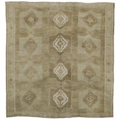 Vintage Turkish Kars Rug with Modern Mission Style, Square Area Rug
