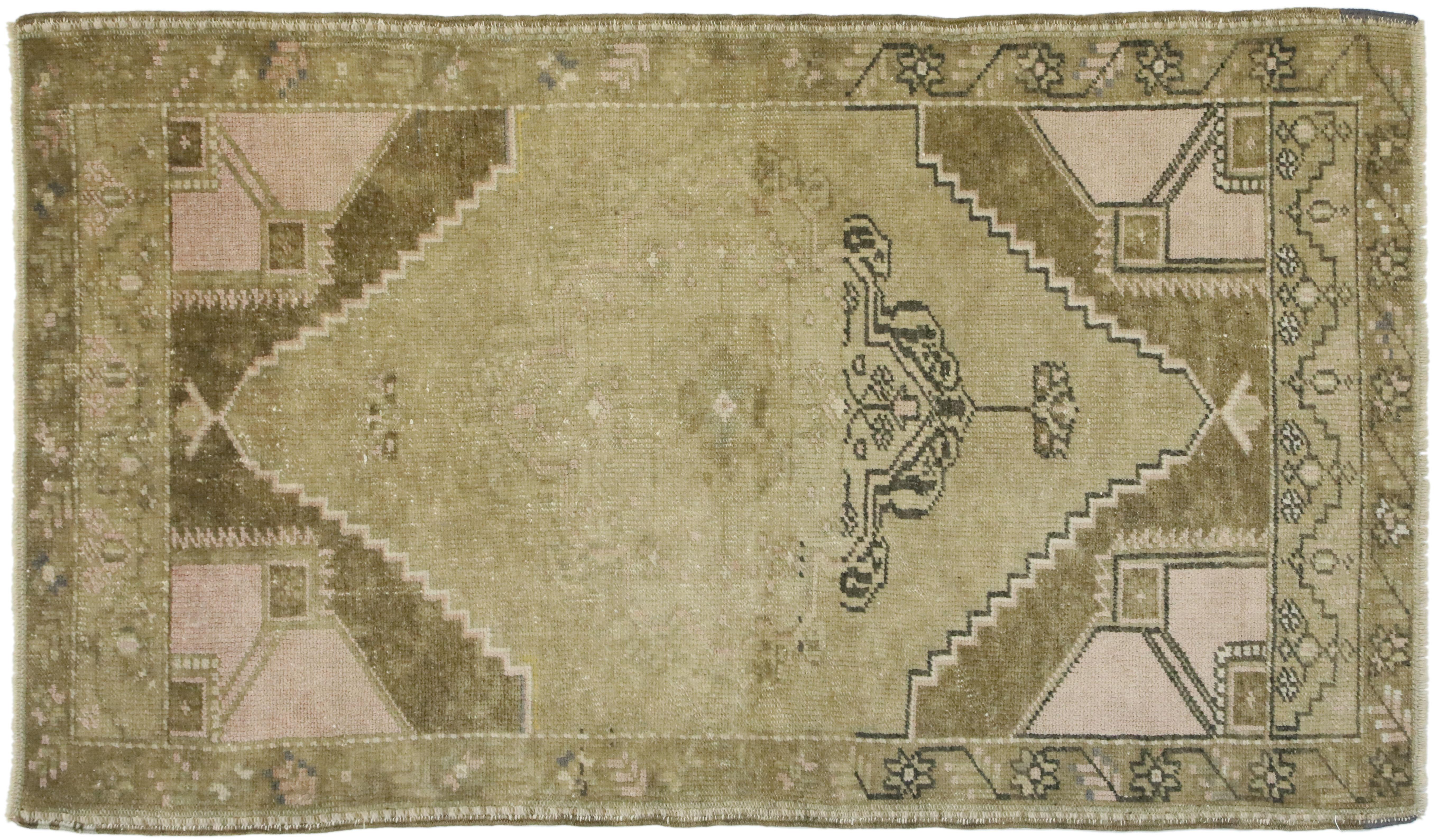 Vintage Turkish Kars Rug with Romantic Mid-Century Modern Style For Sale 2