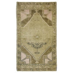 Vintage Turkish Kars Rug with Romantic Mid-Century Modern Style