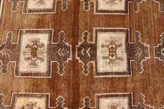 Vintage Turkish Kars Rug with Soft Brown, Beige, and Cream Tones 7'6 x 11'5