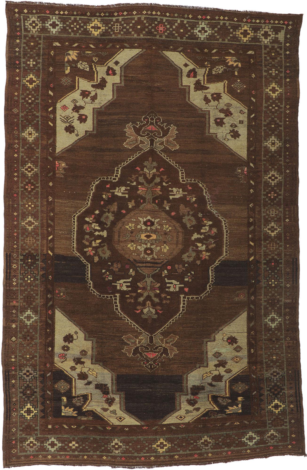 Vintage Turkish Kars Rugs with Mid-Century Modern Style For Sale 6