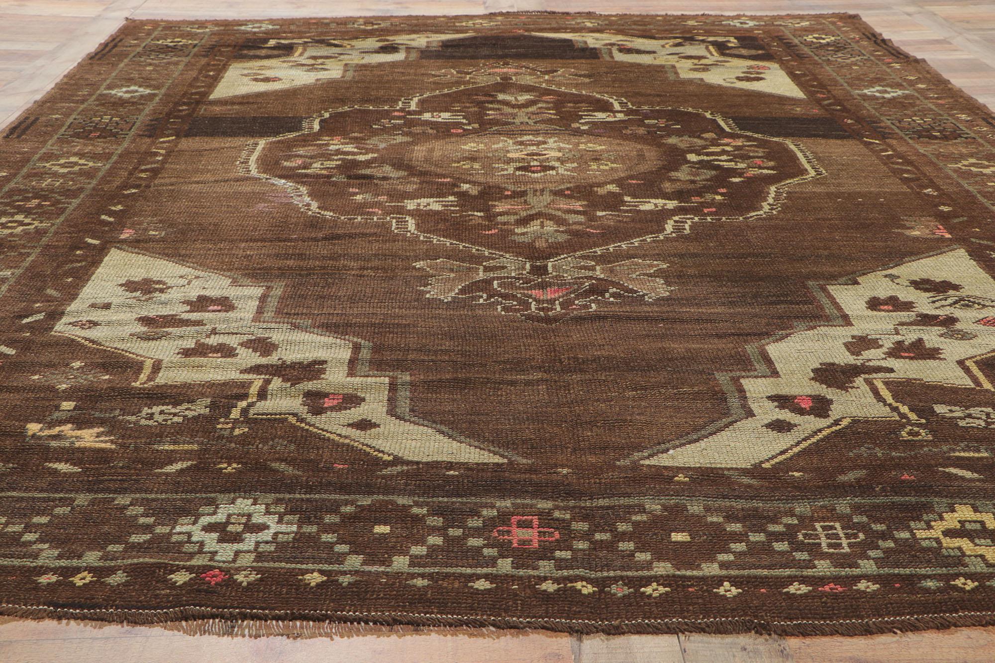 Vintage Turkish Kars Rugs with Mid-Century Modern Style For Sale 4