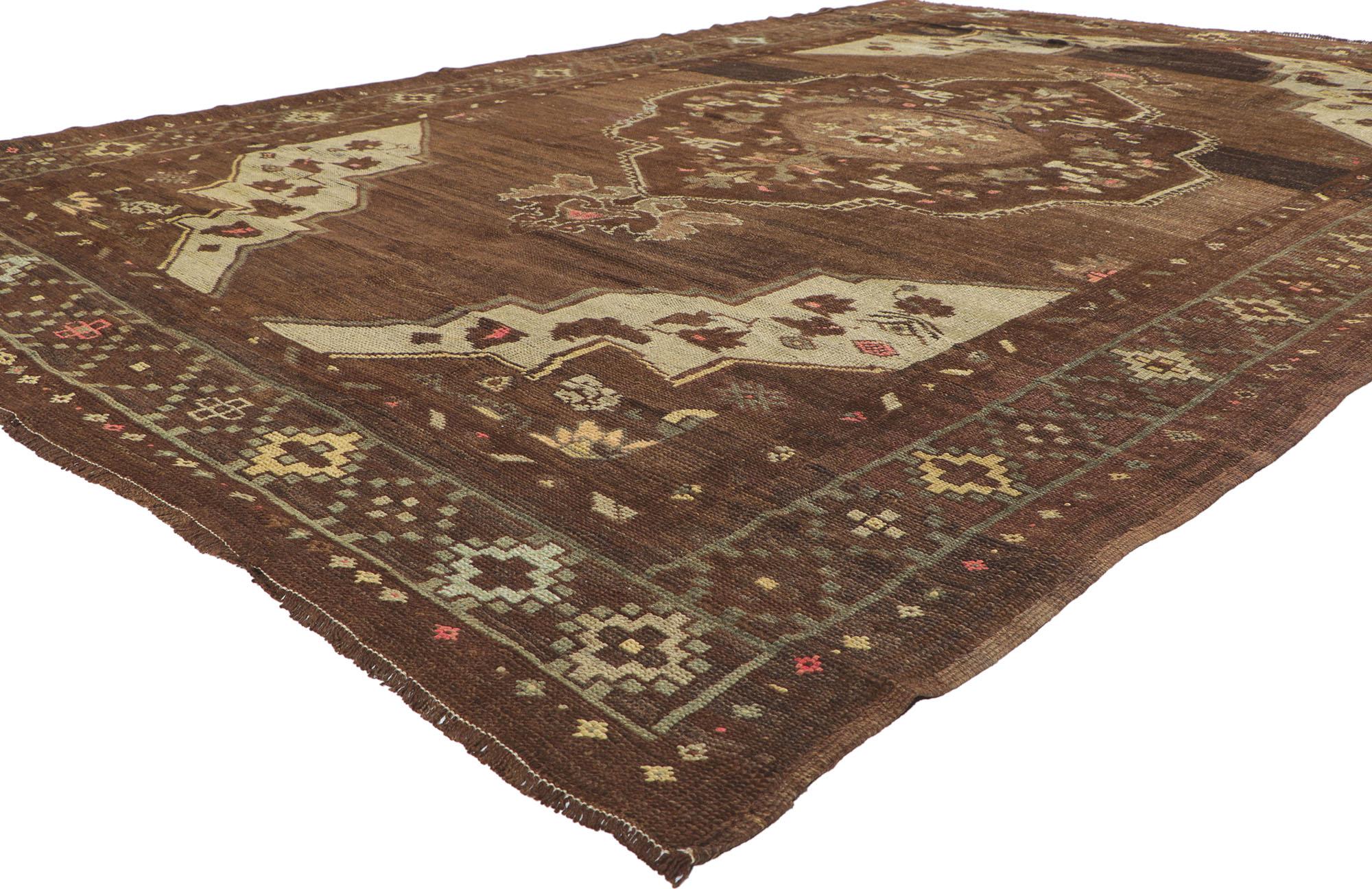 50748 Vintage Turkish Kars Rug, 07'04 x 11'05. Originating from the storied city of Kars nestled in the northeastern reaches of Turkey, Kars rugs emerge as exquisite handwoven treasures steeped in tradition. Crafted by master artisans whose