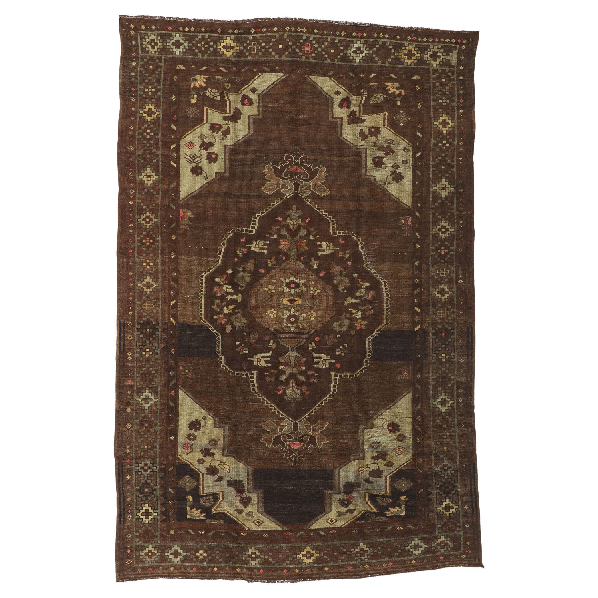 Vintage Turkish Kars Rugs with Mid-Century Modern Style For Sale