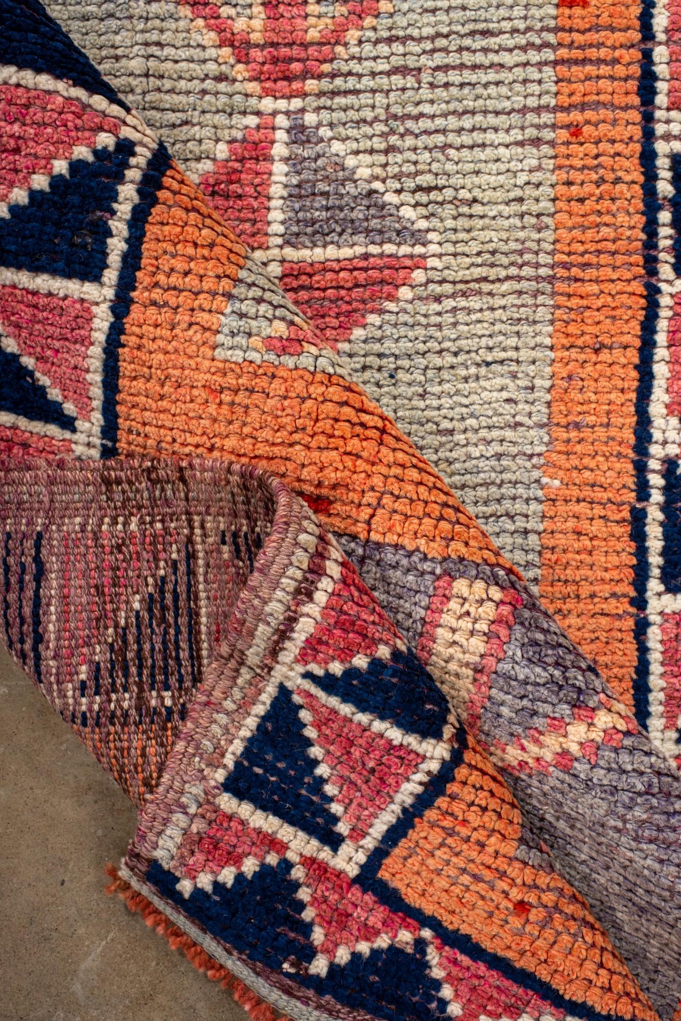 Vintage Turkish Kars Runner in Modern Geometric Style For Sale 2