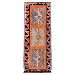 Vintage Turkish Kars Runner in Modern Geometric Style