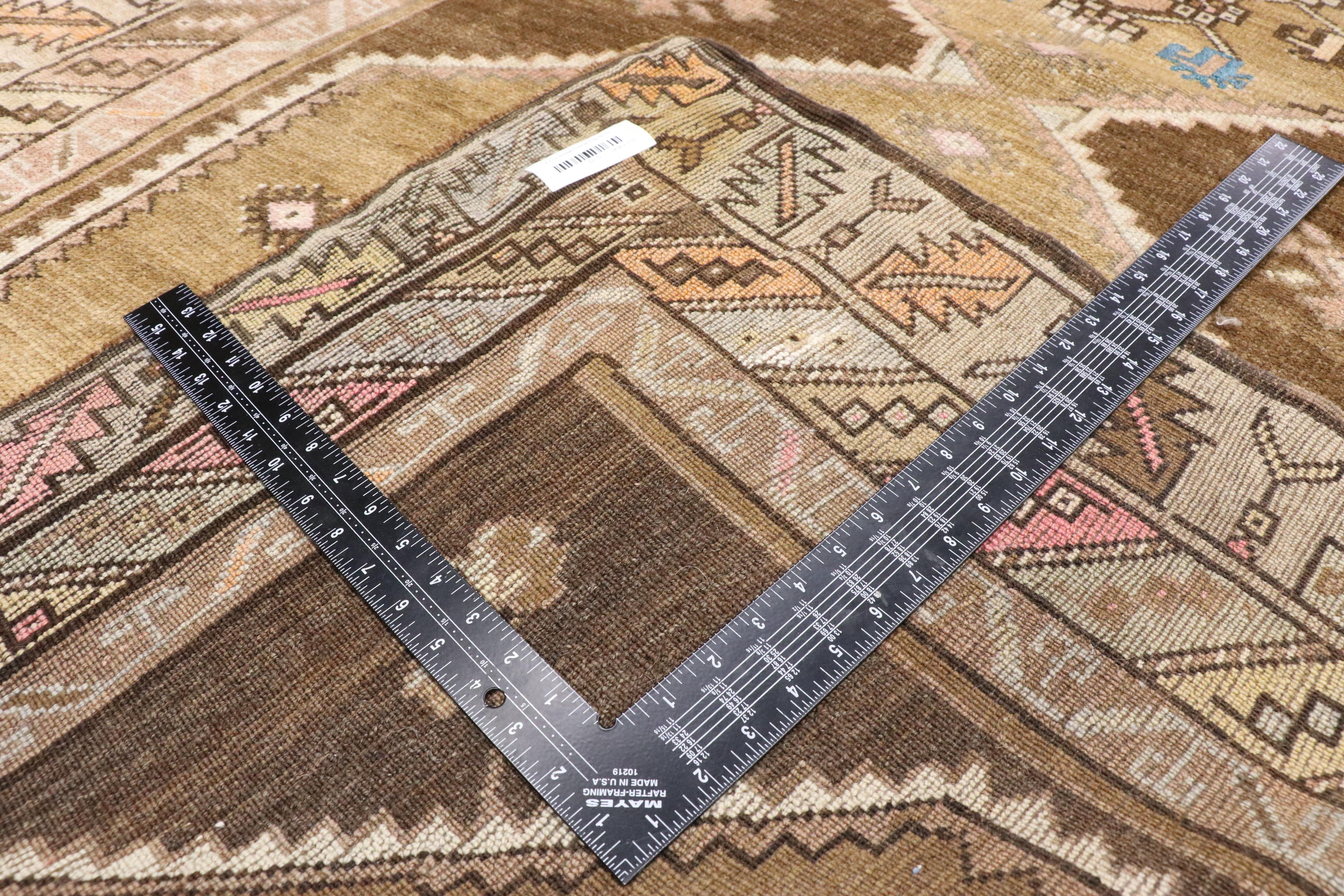 20th Century Vintage Turkish Oushak Runner with Romantic Prairie Style, Kars Gallery Rug  For Sale
