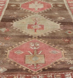 Vintage Turkish Kars Tribal Rug in Earthy Tones With Reds  8'2 x 11'10