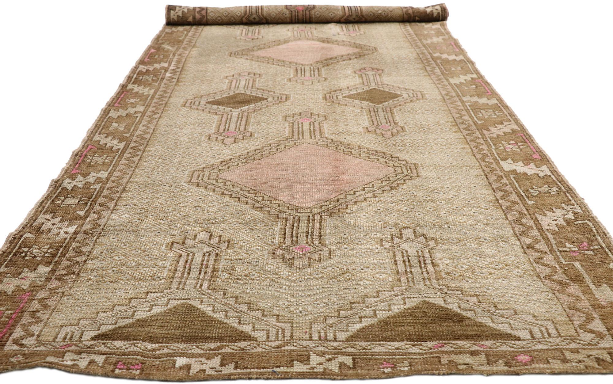 Oushak Vintage Turkish Kars Gallery Rug with Modern Bohemian Mission Style For Sale