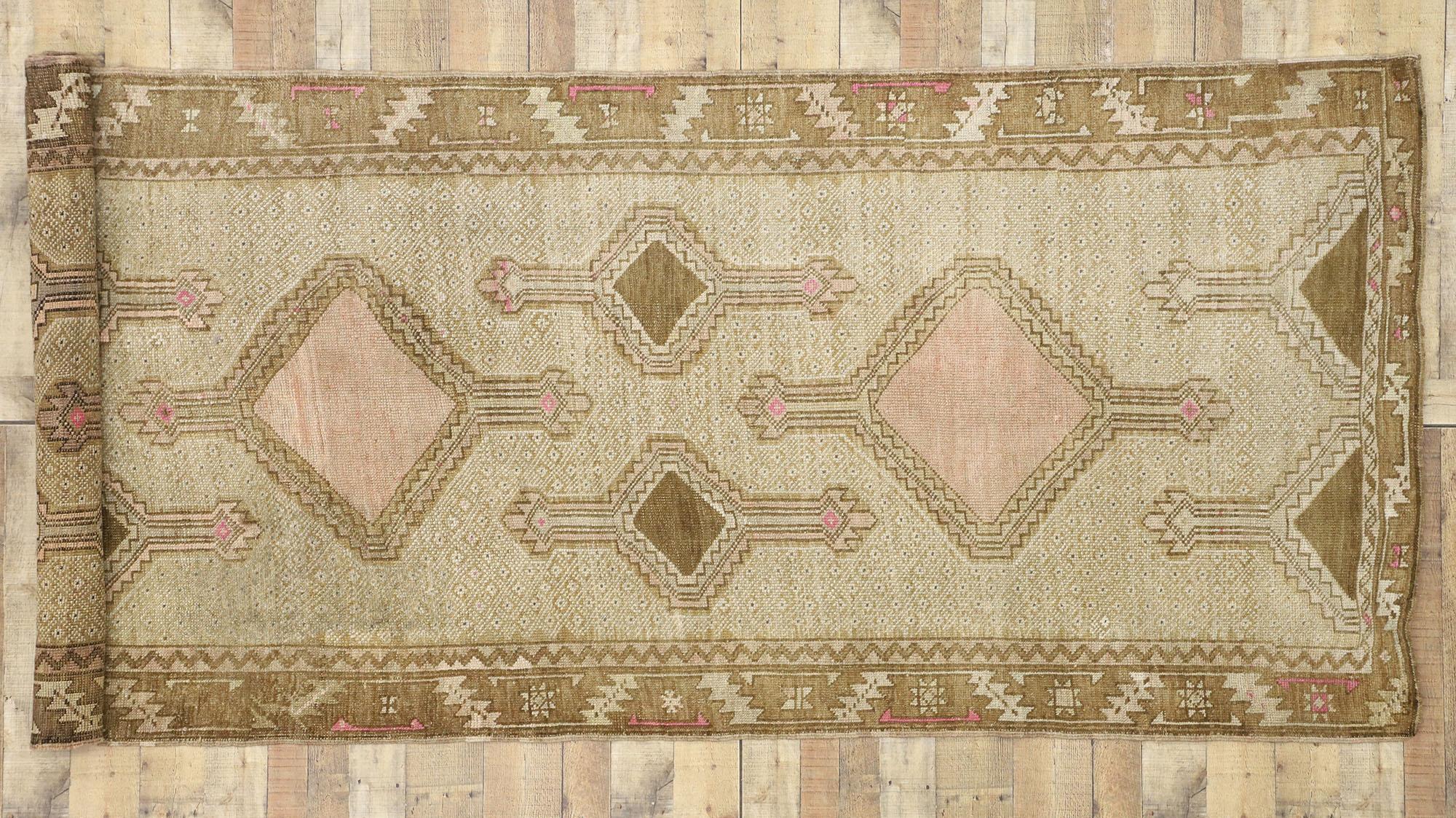 Vintage Turkish Kars Gallery Rug with Modern Bohemian Mission Style For Sale 1
