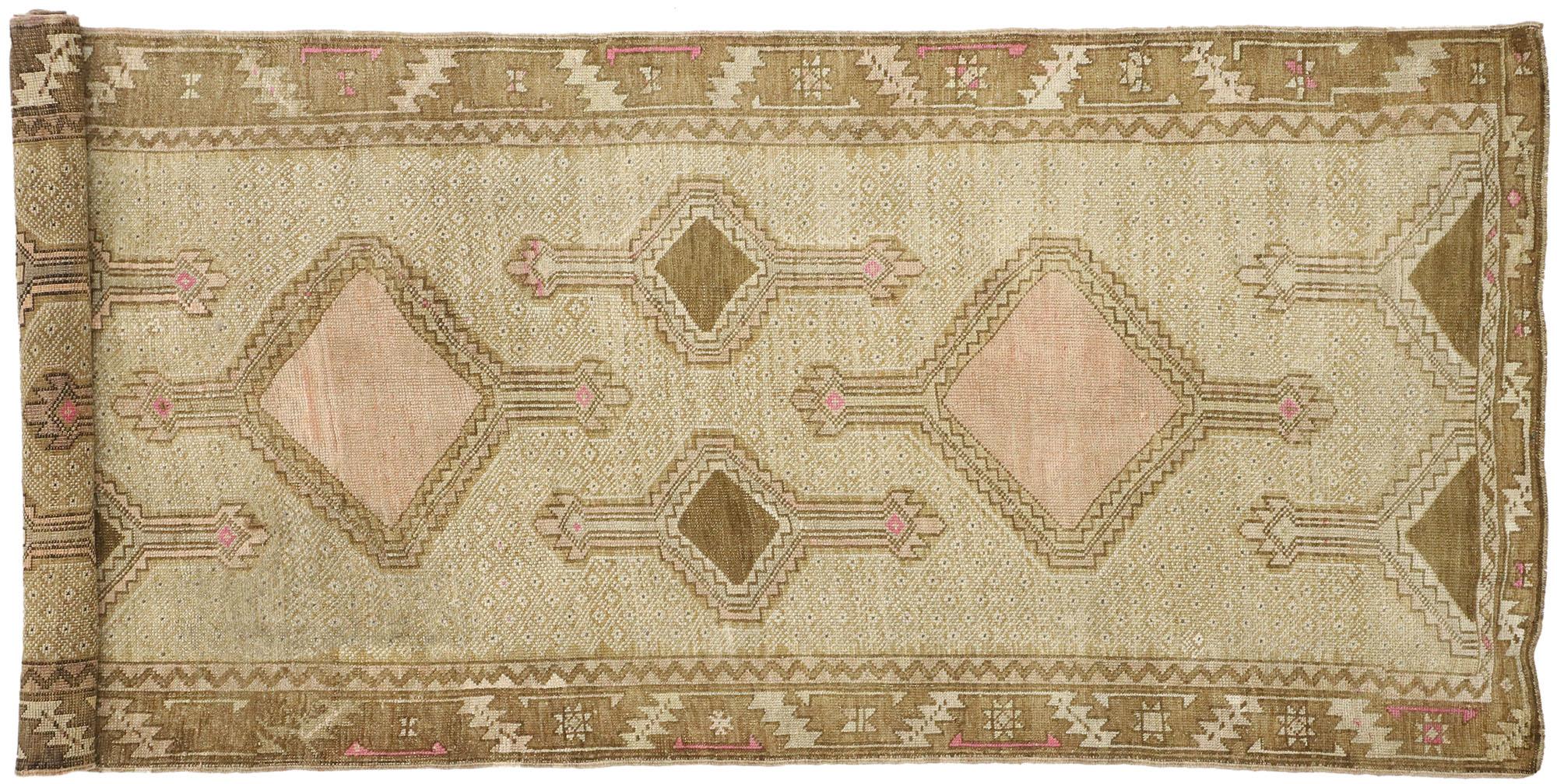 Vintage Turkish Kars Gallery Rug with Modern Bohemian Mission Style For Sale 2