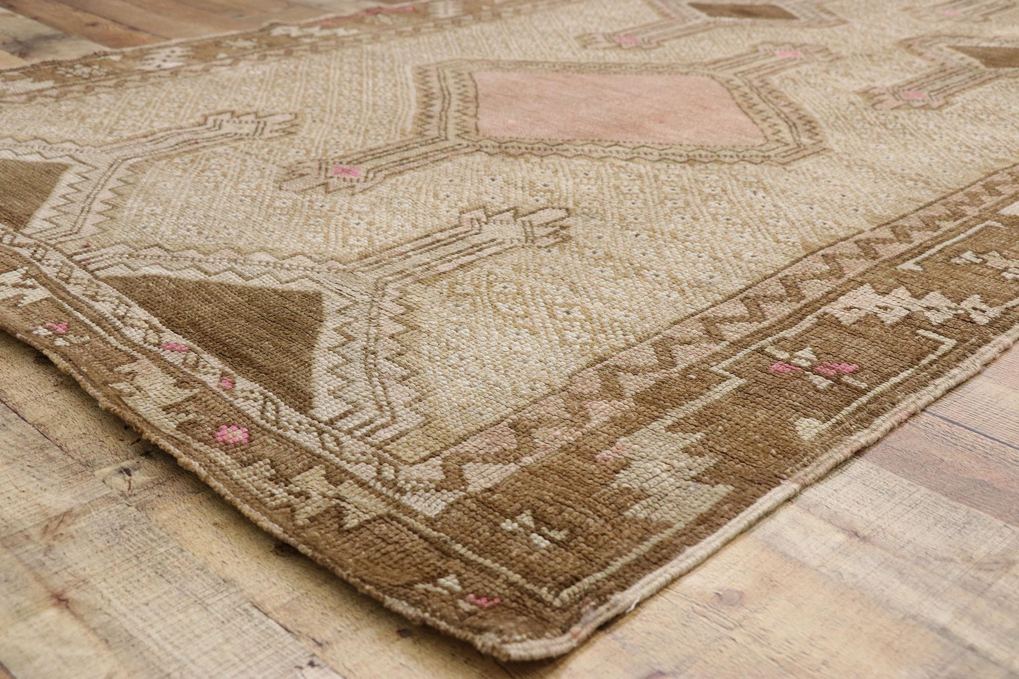 20th Century Vintage Turkish Kars Gallery Rug with Modern Bohemian Mission Style For Sale