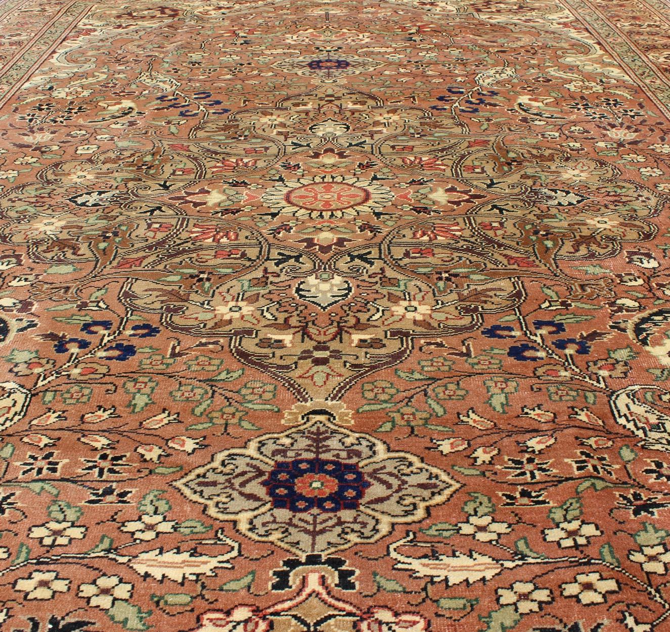 Vintage Turkish Kaysari Rug with Dazzling Sub-Geometric and Floral Motifs 1