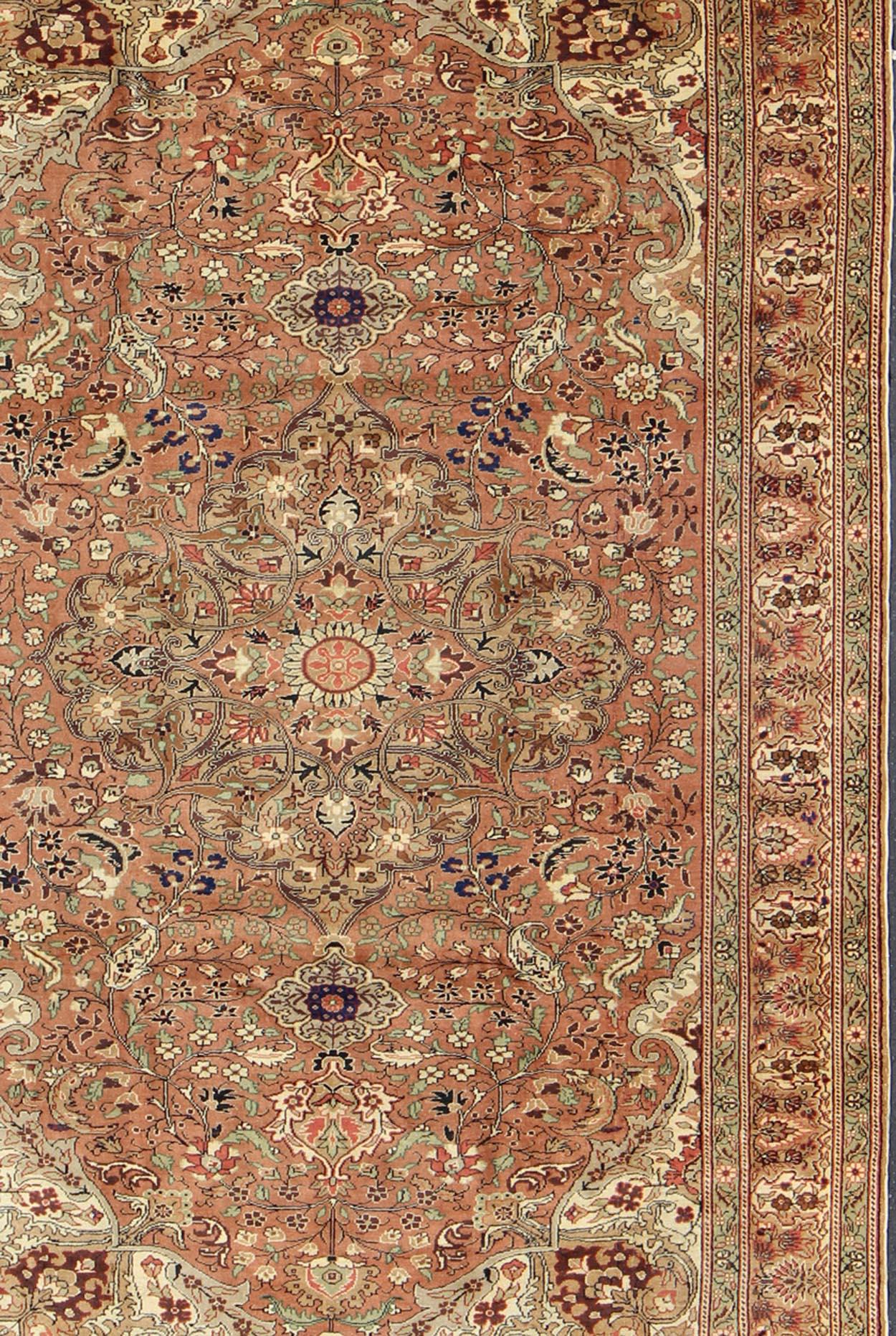 Hand-Knotted Vintage Turkish Kaysari Rug with Dazzling Sub-Geometric and Floral Motifs