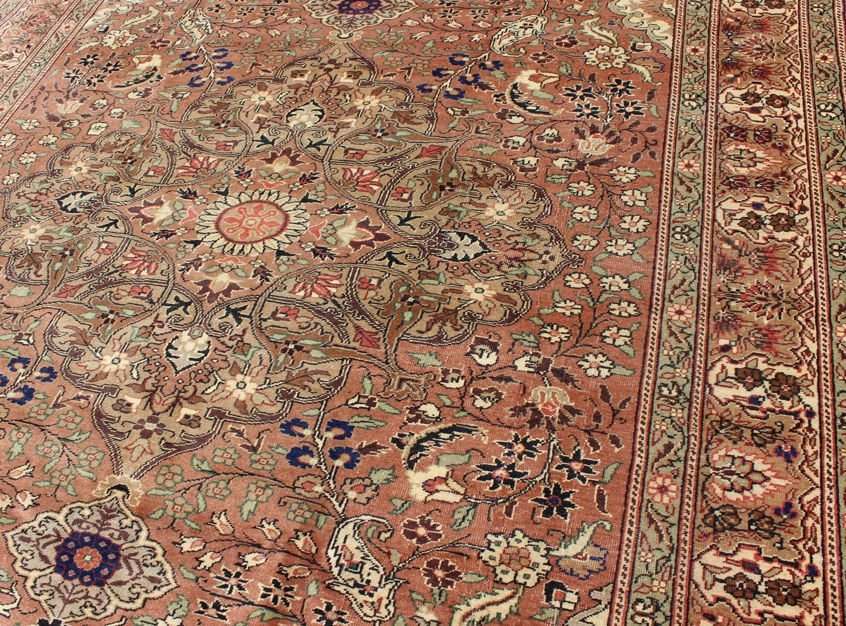 Mid-20th Century Vintage Turkish Kaysari Rug with Dazzling Sub-Geometric and Floral Motifs