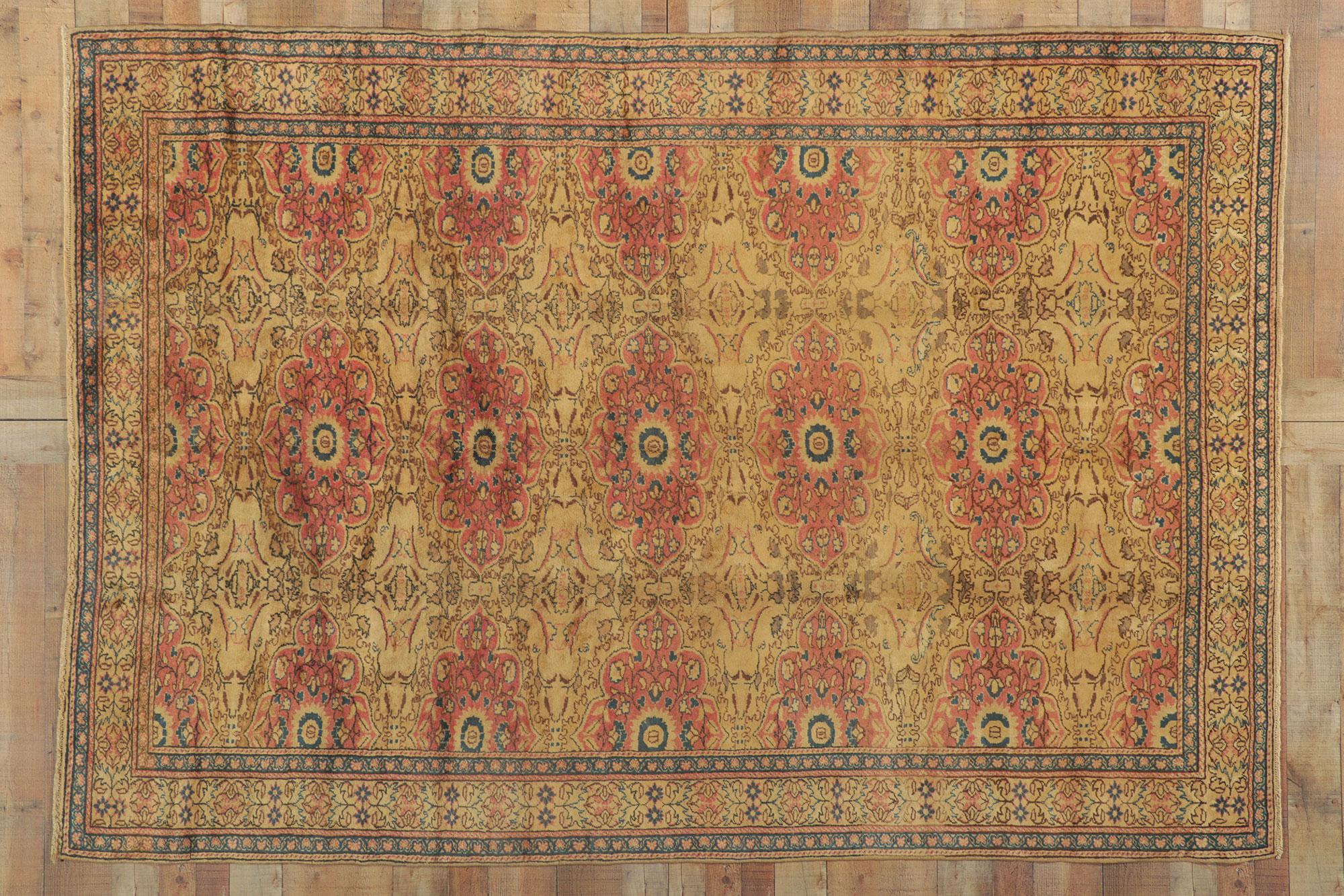 Vintage Turkish Kayseri Rug, Rustic & Refined Meets Laid-Back Luxury For Sale 2