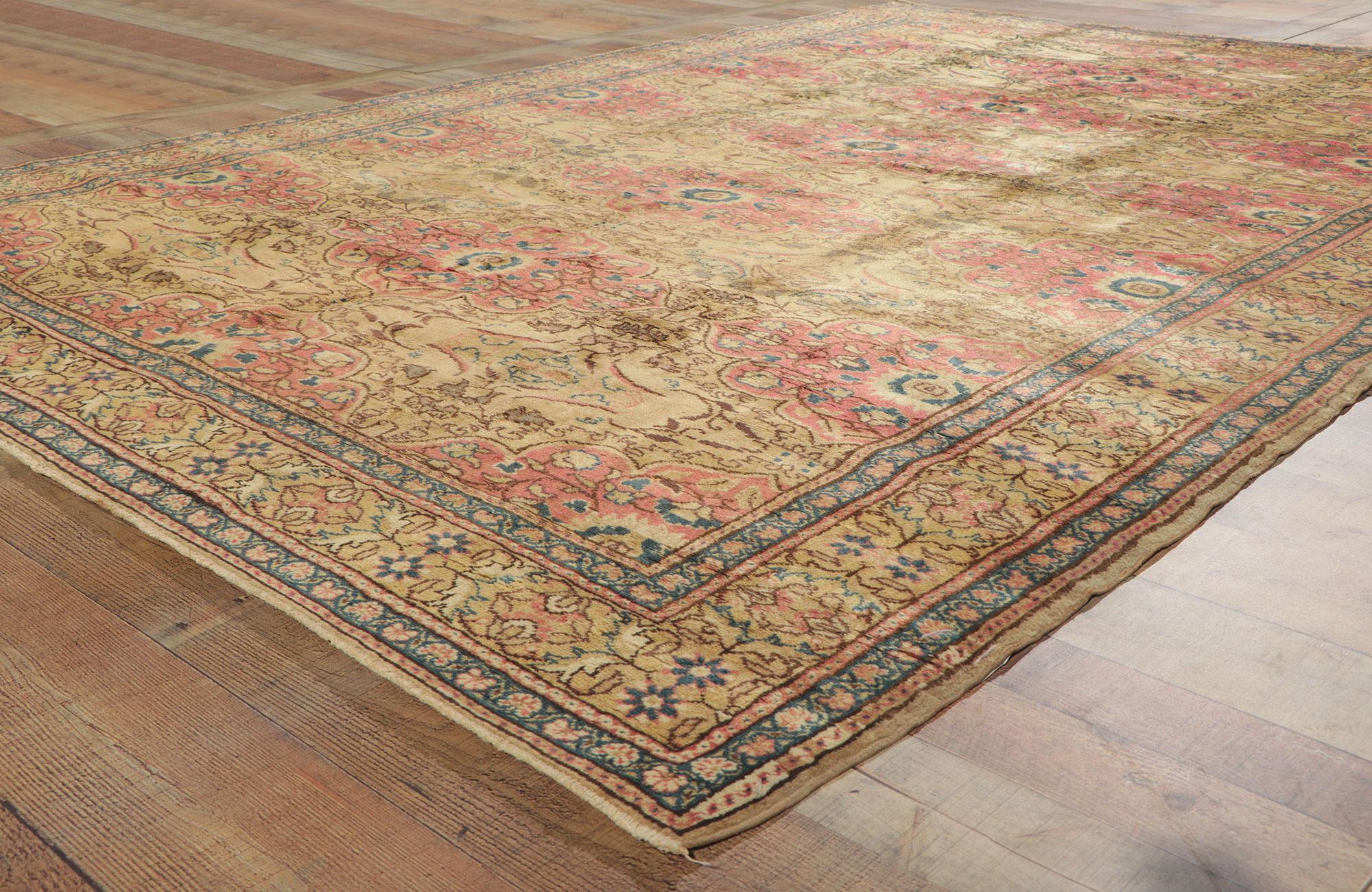 Wool Vintage Turkish Kayseri Rug, Rustic & Refined Meets Laid-Back Luxury For Sale