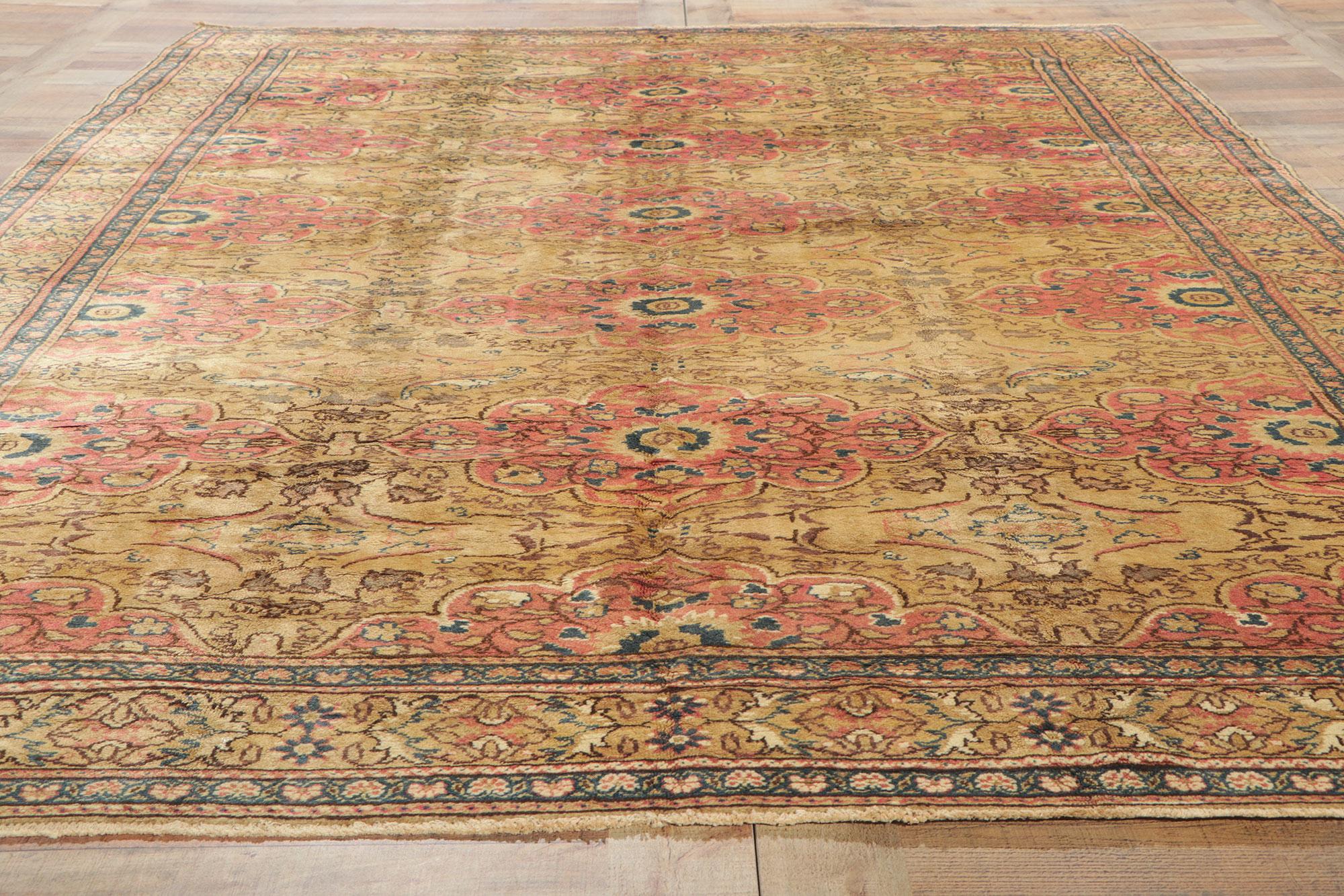 Vintage Turkish Kayseri Rug, Rustic & Refined Meets Laid-Back Luxury For Sale 1