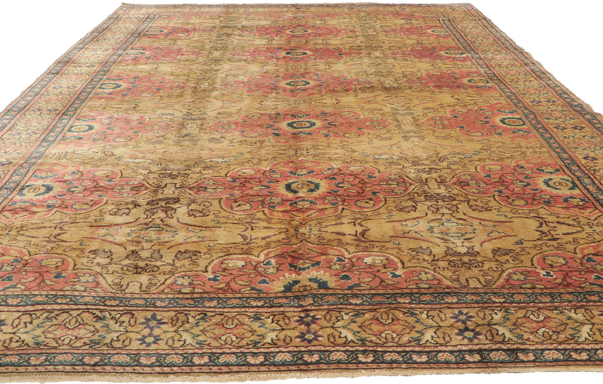 Hand-Knotted Vintage Turkish Kayseri Rug, Rustic & Refined Meets Laid-Back Luxury For Sale