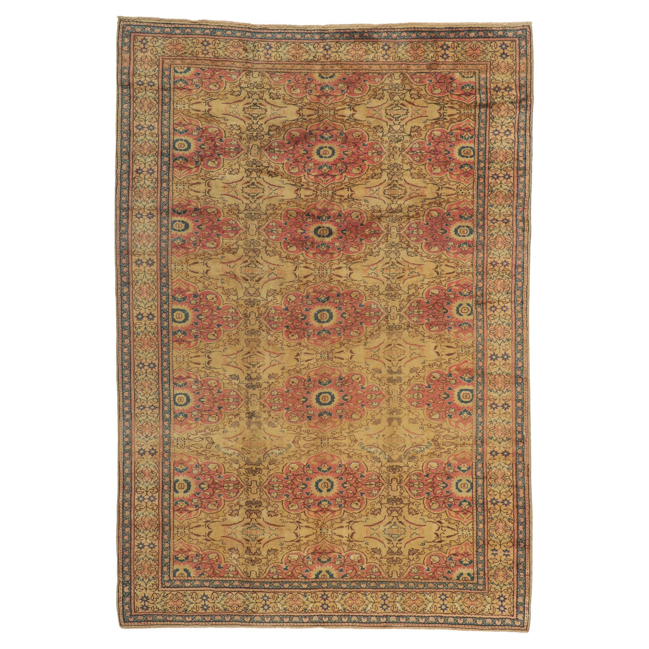 Vintage Turkish Kayseri Rug, Rustic & Refined Meets Laid-Back Luxury For Sale