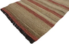 Vintage Turkish Kilim Accent Rug with Earth Tone Colors, Small Flat-Weave Rug