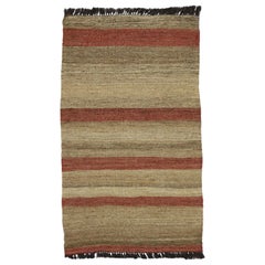 Vintage Turkish Kilim Accent Rug with Earth Tone Colors, Small Flat-Weave Rug