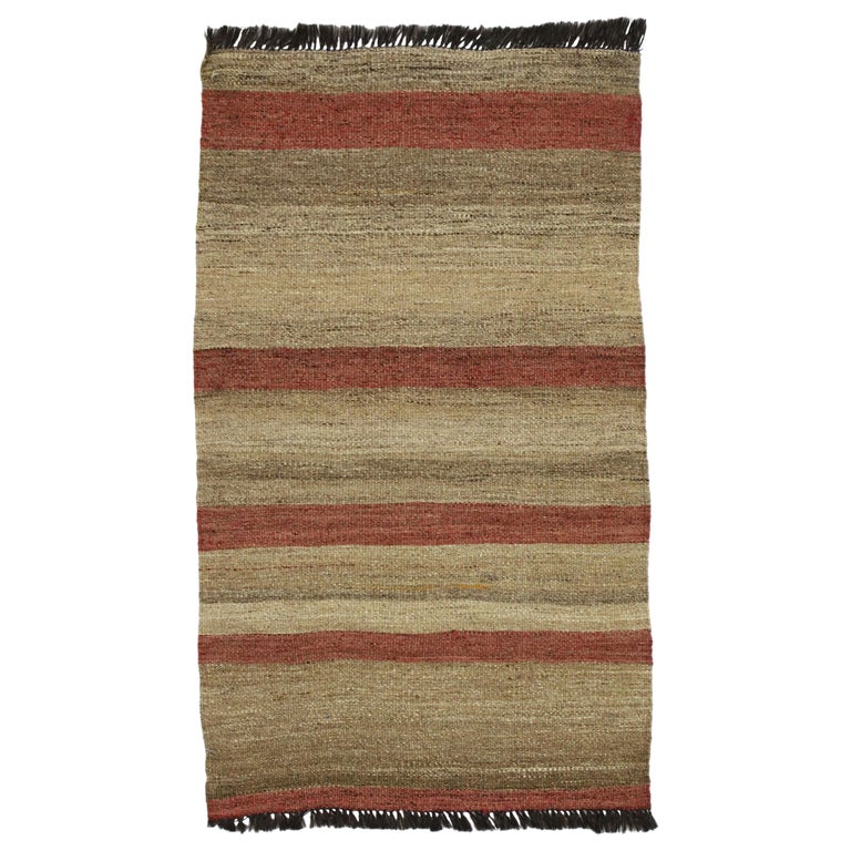 Vintage Turkish Kilim Accent Rug With Earth Tone Colors Small Flat Weave Rug For Sale At 1stdibs