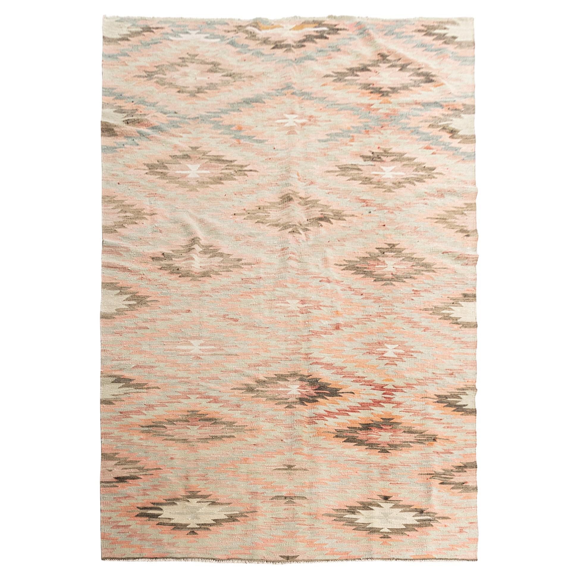 Türkischer Kelim-Teppich im Vintage-Stil 5'4 x 9'5