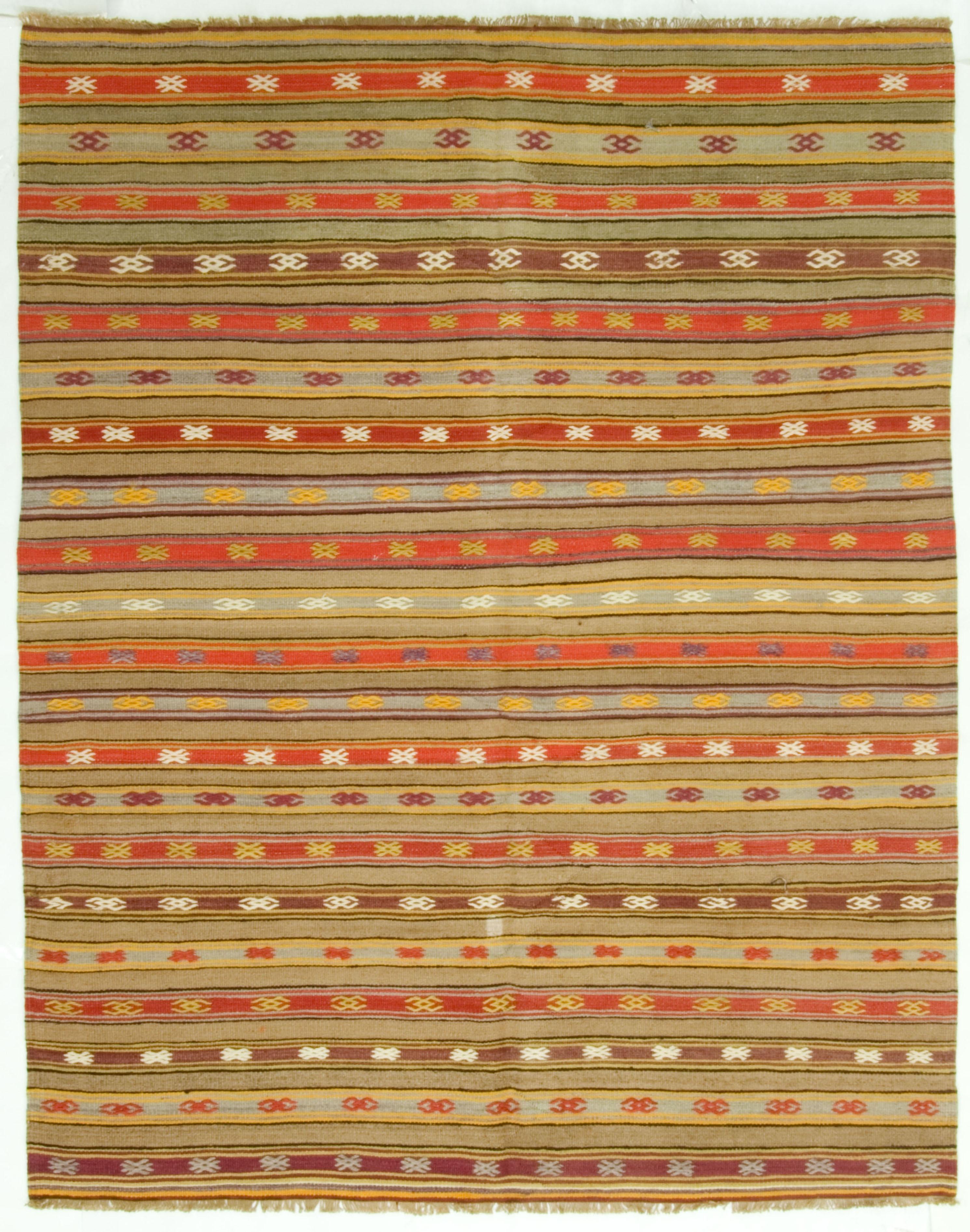 Vintage Turkish Kilim Area Rug 5'7x6'11 For Sale