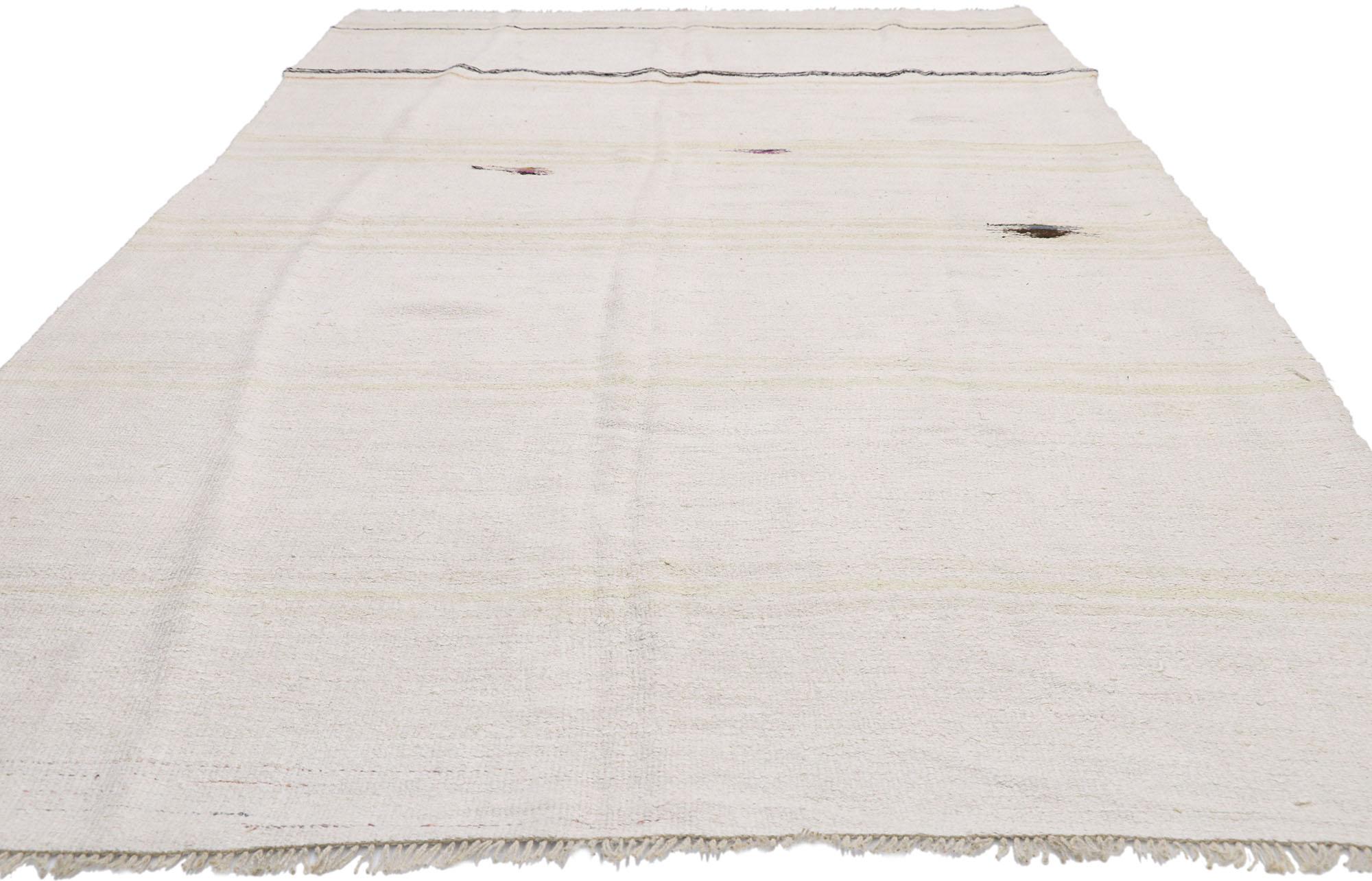 Hand-Woven Vintage Turkish Kilim Area Rug with Organic Modern Style For Sale