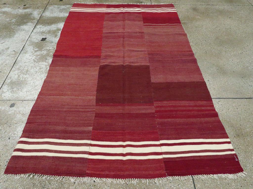 Hand-Woven Vintage Turkish Kilim Flat-Weave Rug