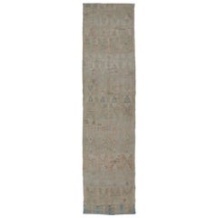 Vintage Turkish Kilim Flat-Weave Runner with Unique Design in Muted Tones