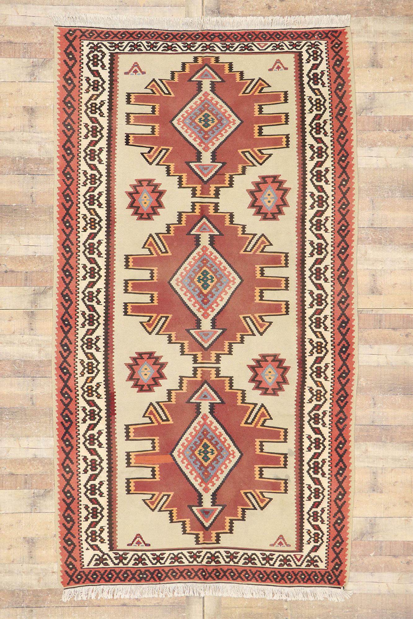 Contemporary Santa Fe Southwest Modern Turkish Kilim Rug (Wolle) im Angebot