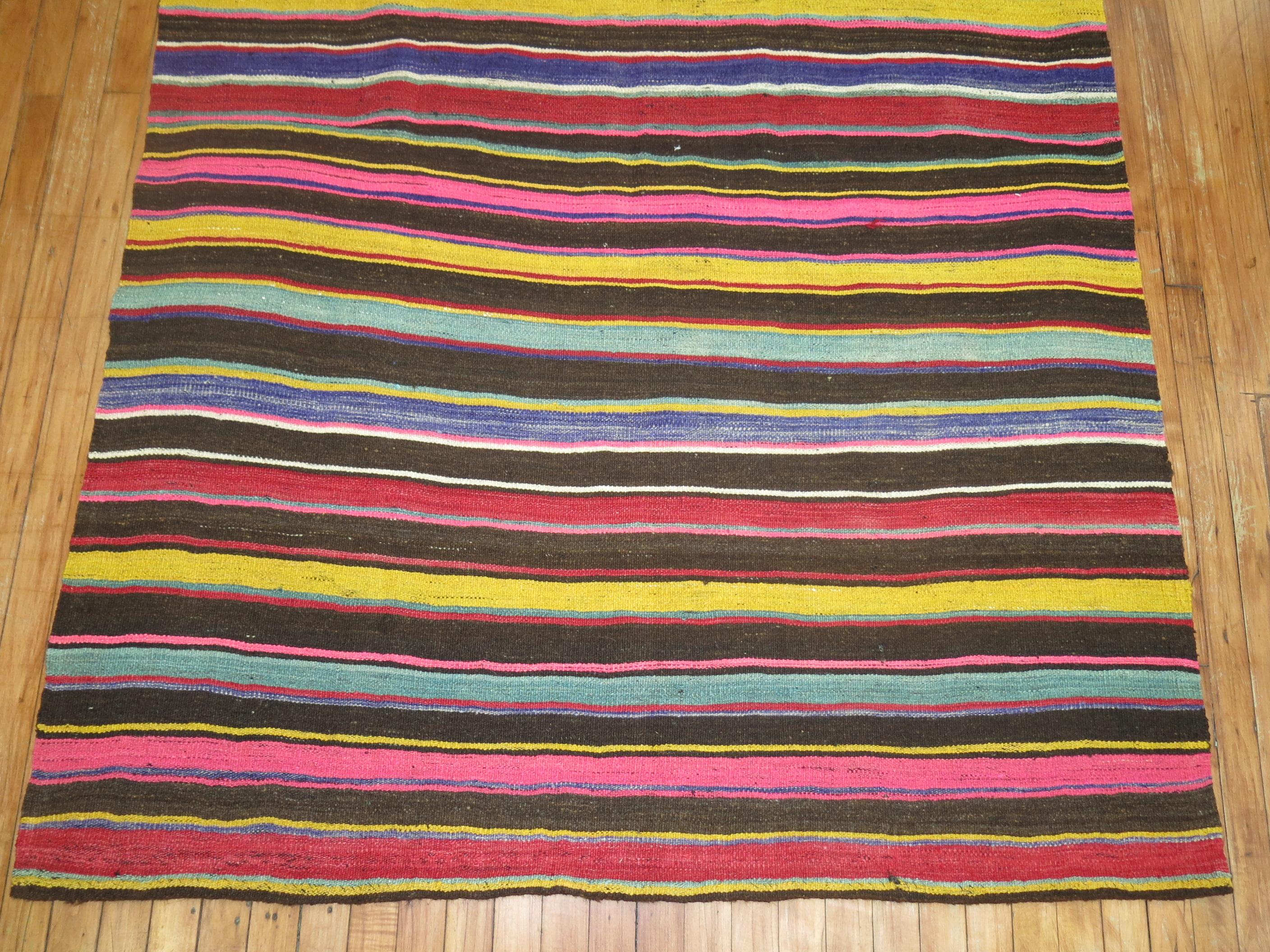 Vintage Turkish Kilim Gallery Runner In Excellent Condition For Sale In New York, NY